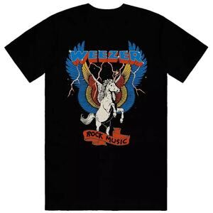 Pacific Weezer Pegasus T-Shirt Rock Music Band Tee Geek Crew Neck Black XLarge